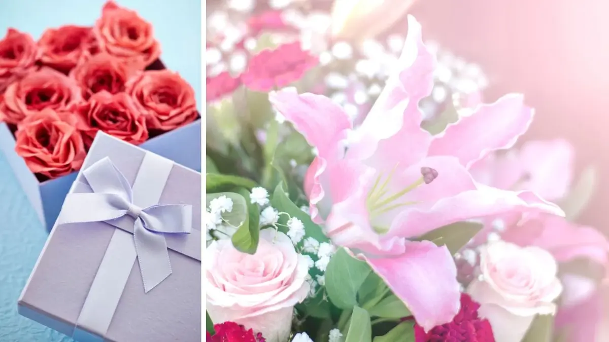 Flower box z czerwonymi różami oraz bukiet koktajlowy z dodatkiem lilii